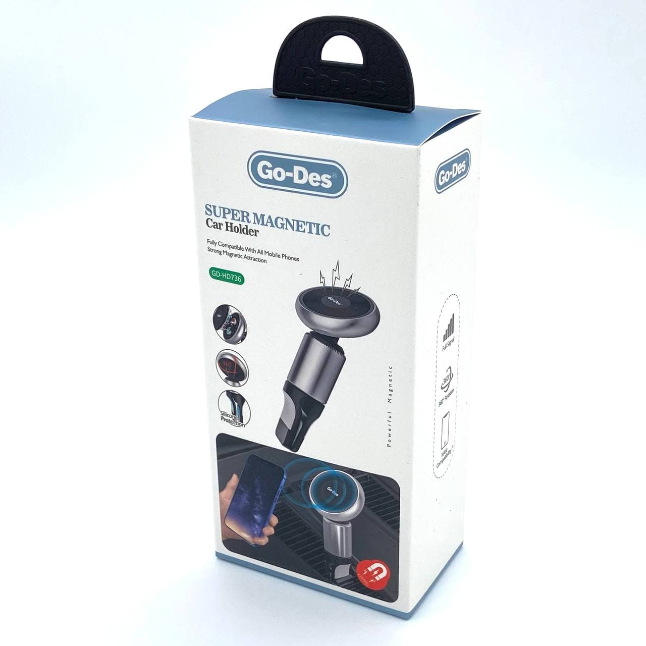 Авто-держатель Go-Des GD-HD736, в дефлектор, магнит, серебристый