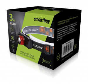 Фонарь налобный smartbuy SBF-HL037, 1 светодиод, черно-красный