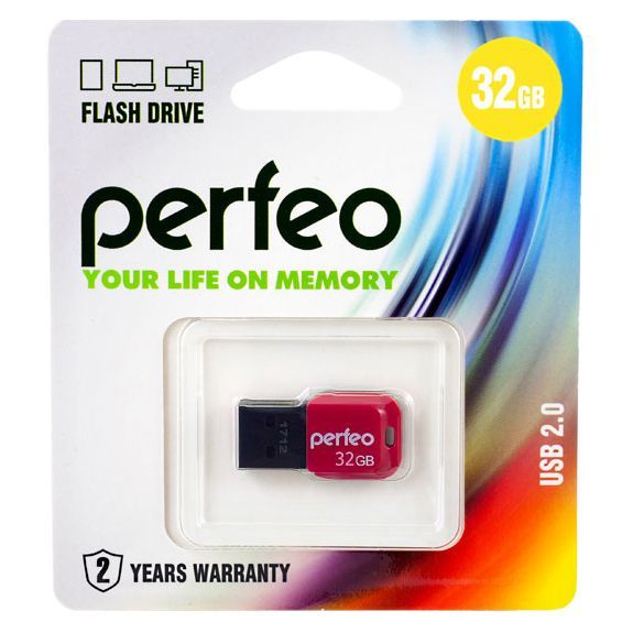 USB флэш-накопитель Perfeo 32Gb PF-M02B032, USB 2.0, пластик, красный