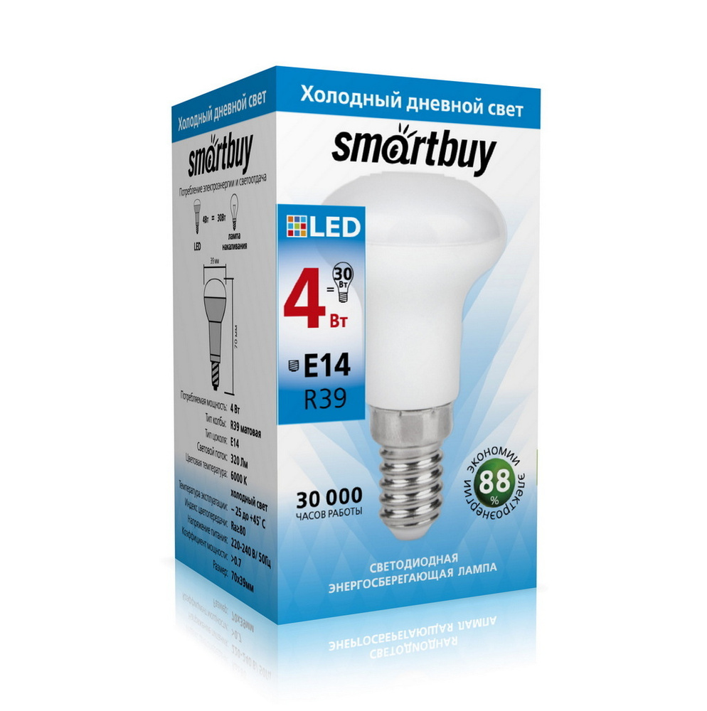 Светодиодная лампа smartbuy R39-04W/6000/E14