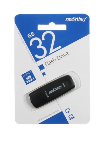 USB флэш-накопитель smartbuy 32Gb Scout, USB 3.0, пластик, черный