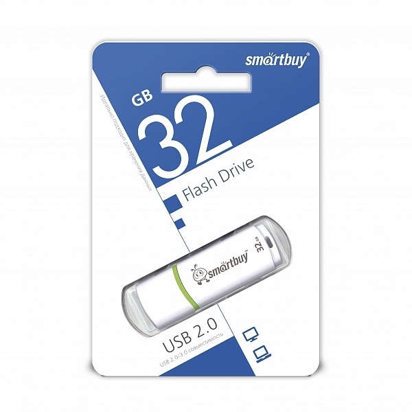 USB флэш-накопитель smartbuy 32Gb Crown SB32GBCRW-W, USB 2.0, пластик, белый