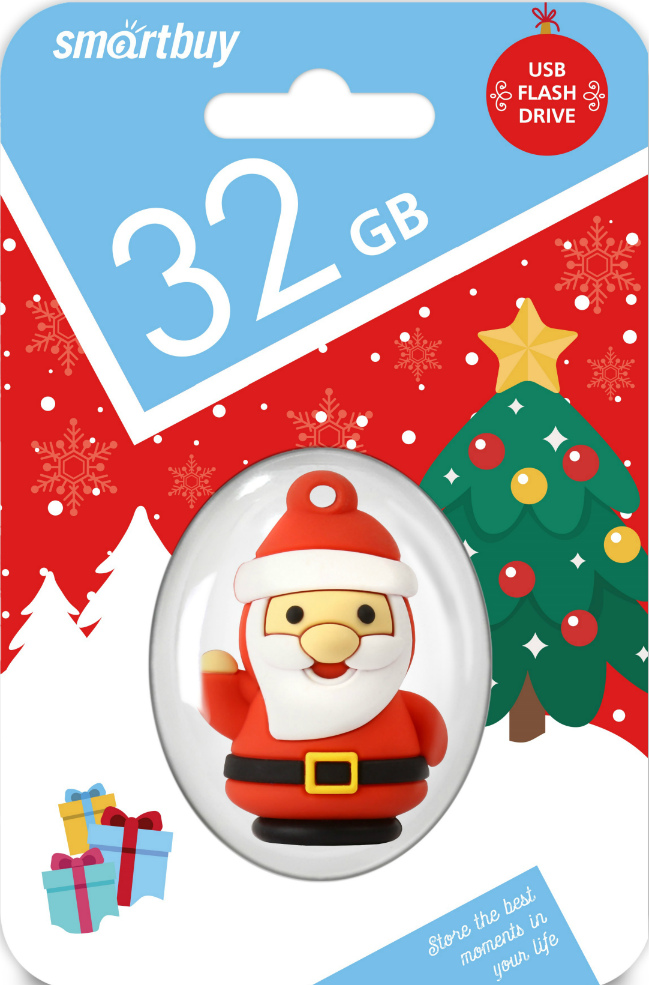 USB флэш-накопитель smartbuy 32Gb Wild Series "Санта", USB 2.0, пластик, красный