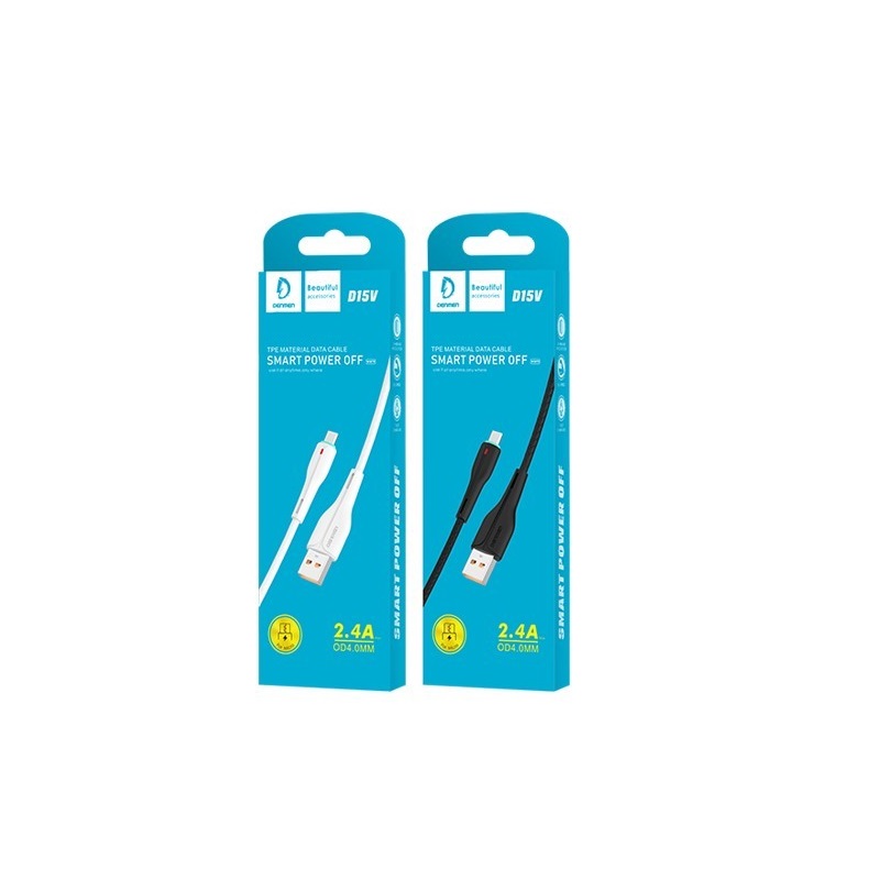 USB-кабель Denmen D15V, micro USB, силикон, 1.0 м, круглый, белый