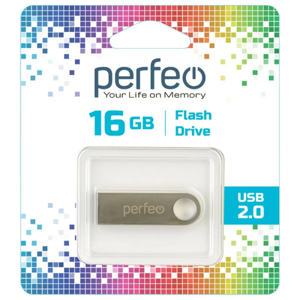 USB флэш-накопитель Perfeo 16Gb PF-M07MS016, USB 2.0, металл, серебристый