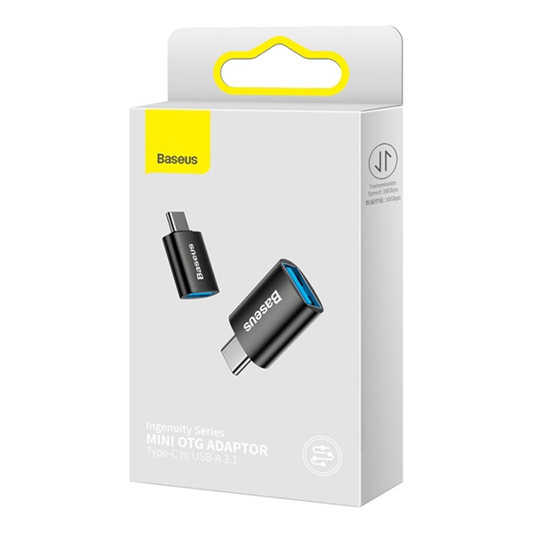 OTG-переходник Baseus ZJJQ000001, Type-C- USB 3.1, металл, черный
