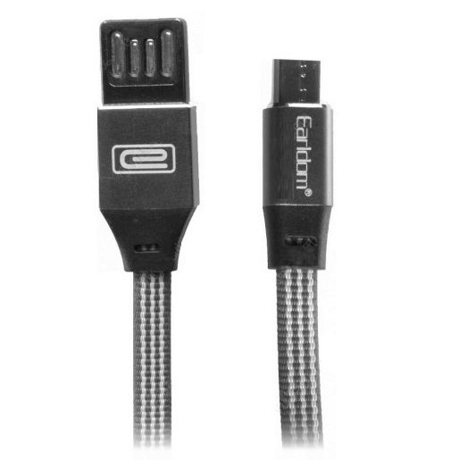 USB-кабель EarlDom EC-058m, 1м, micro USB, ткань, круглый, черный