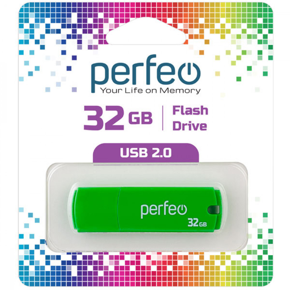 USB флэш-накопитель Perfeo 32Gb PF-C05, USB 2.0, пластик, зеленый