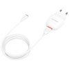 СЗУ 2в1 BOROFONE BA49A, Apple 8 pin, 2.1А, 1 USB, 5V, 1.0 м, белый