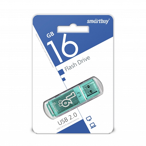 USB флэш-накопитель smartbuy 16Gb Glossy SB16GBGS-G, USB 2.0, пластик, зеленый