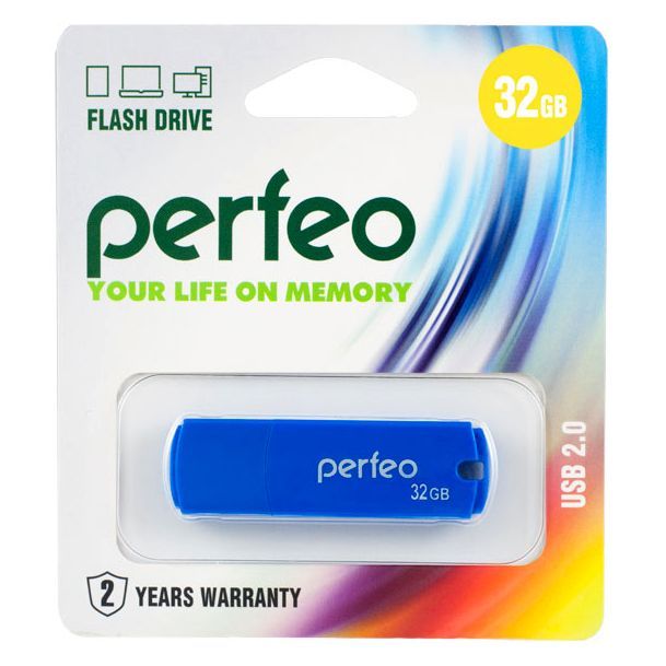 USB флэш-накопитель Perfeo 32Gb PF-C05, USB 2.0, пластик, голубой
