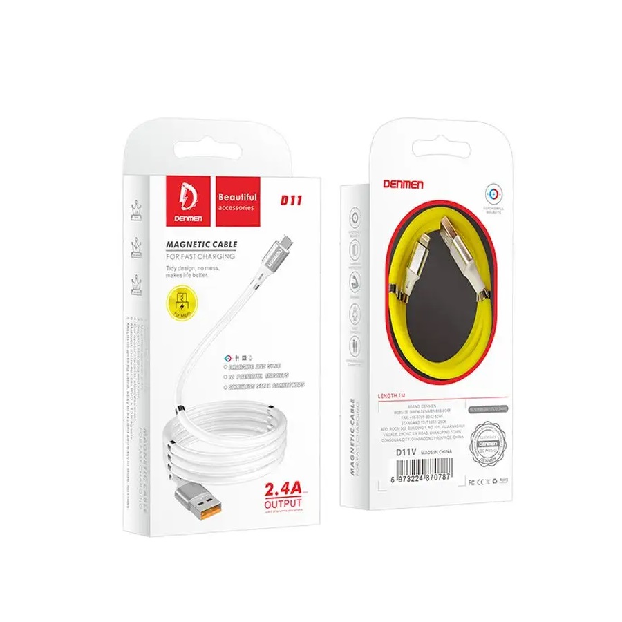 USB-кабель Denmen D11T, Type-C, силикон, 1.0 м, круглый, сиреневый