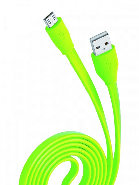 USB-кабель OLMIO, micro USB, силикон, 1.0 м, плоский, зеленый