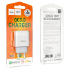АП сетевой hoco C72Q, 3.0А, 1 USB, 5V, пластик, белый