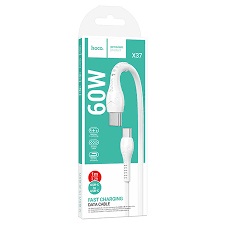 USB-кабель hoco X37, Type-C/Type-C, пластик, 1.0 м, круглый, белый