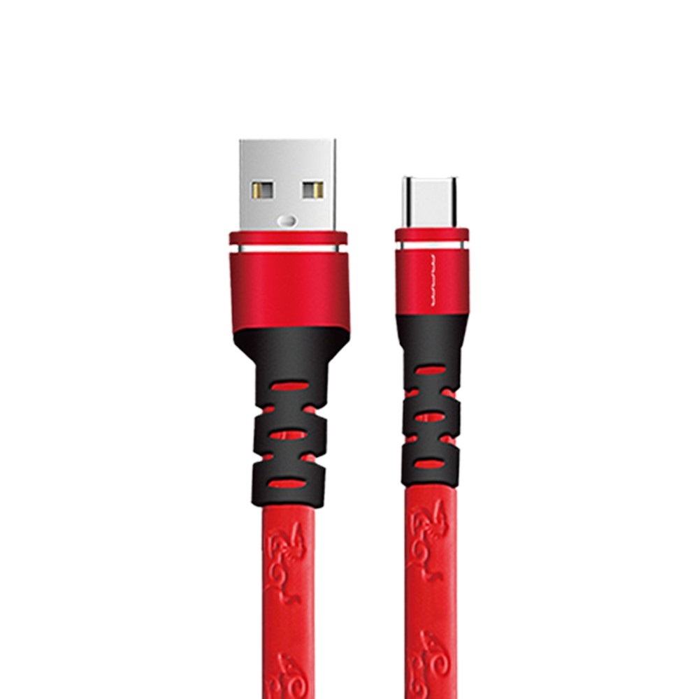 USB-кабель WUW X96, micro USB, силикон, 1.0 м, плоский, мет. разъем/ароматизированный, красный