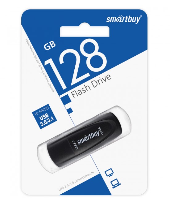 USB флэш-накопитель smartbuy 128Gb Scout, USB 3.0, пластик, черный