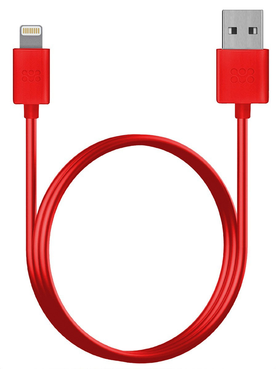 USB-кабель Denmen D02L, Apple 8 pin, нейлон, 1.0 м, круглый, красный