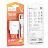 СЗУ 2в1 hoco C106A, micro, 2.1A, 1 USB, 10.5W, 1.0 м, белый