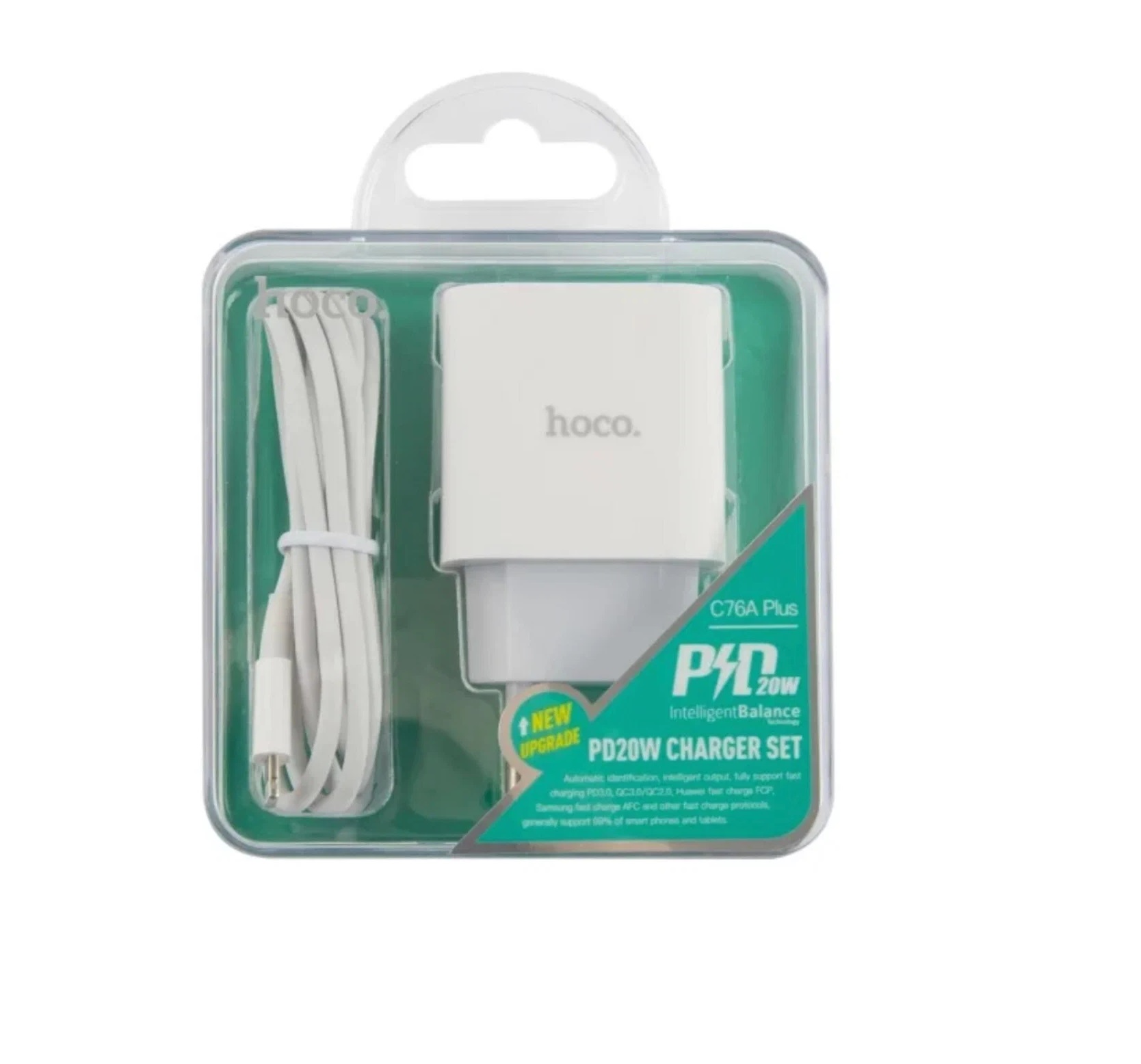АП сетевой hoco C76A Pro, 3.0А, 1 Type-C, PD 30W, пластик, белый
