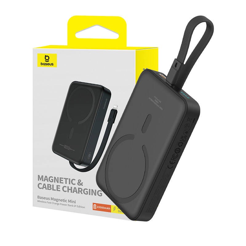Powerbank Baseus Magnetic Mini  Wireless P1002210B113, 10000 мАч, 1Type-C, 30W, БЗУ, пластик, черный