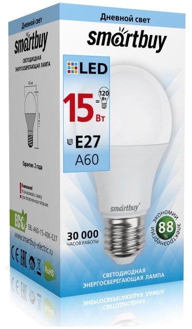 Светодиодная лампа smartbuy A60-15W/4000/E27