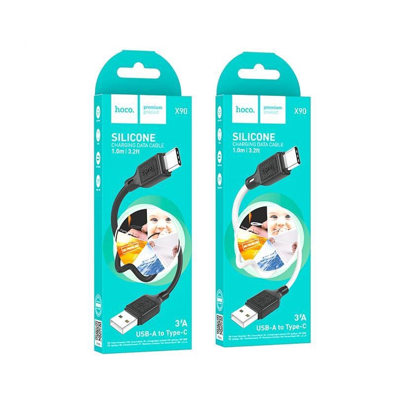 USB-кабель hoco X90, Type-C, силикон, 1.0 м, круглый, белый