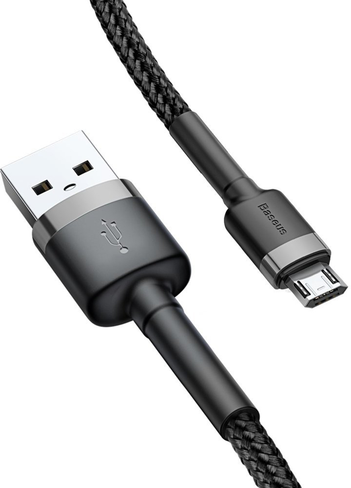 USB-кабель Baseus CAMKLF-BG1, micro USB, ткань, 1.0 м, круглый, мет. разъем, черно-серый