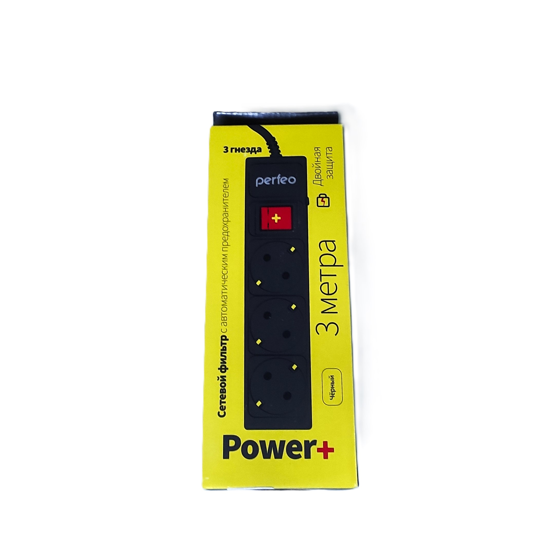Сетевой фильтр Perfeo PF-PP-3/3, 0-B,  3 розетки, 3,0 м, черный