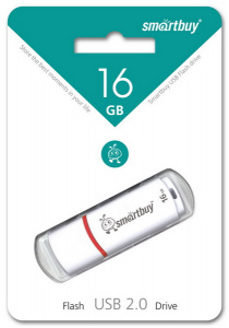 USB флэш-накопитель smartbuy 16Gb Crown SB16GBCRW-W, USB 2.0, пластик, белый