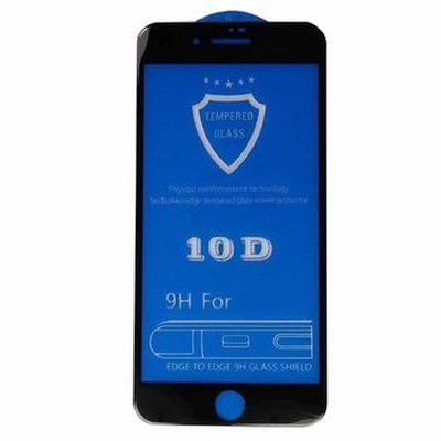 Защитное стекло 10D для Apple iPhone 7+/8+, полн. прокл., 1 стор., 0.3 мм, прозрачн., черное