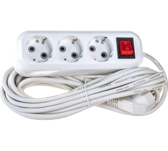 Удлинитель smartbuy SBE-16-3-07-ZS, 16A, 3*1.0мм, 7.0 м, белый