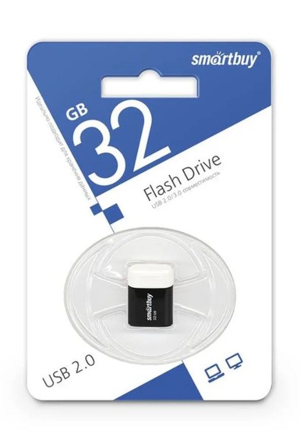USB флэш-накопитель smartbuy 32Gb Lara SB32GBLARA-K, USB 2.0, пластик, черный