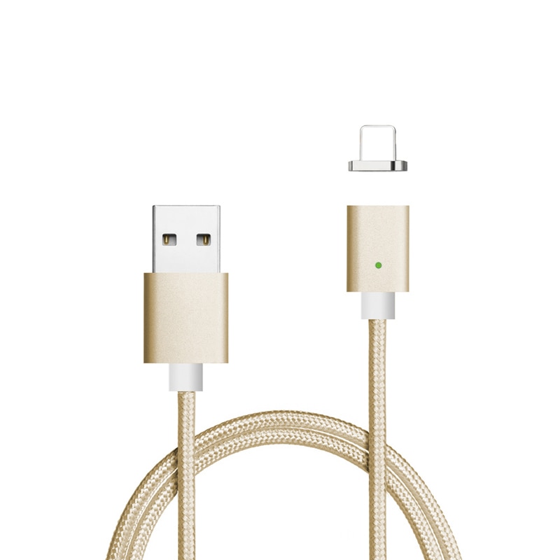 USB-кабель Denmen D09L магнитный, Apple 8 pin, нейлон, 1.0 м, круглый, золотистый