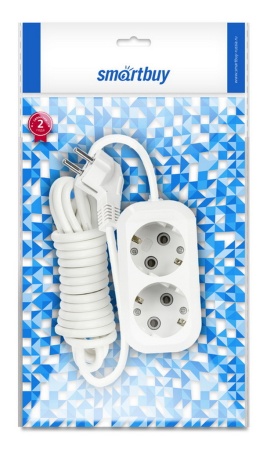 Удлинитель smartbuy SBE-16-2-05-Z, 16A, 3*1.0мм, 5.0 м, белый