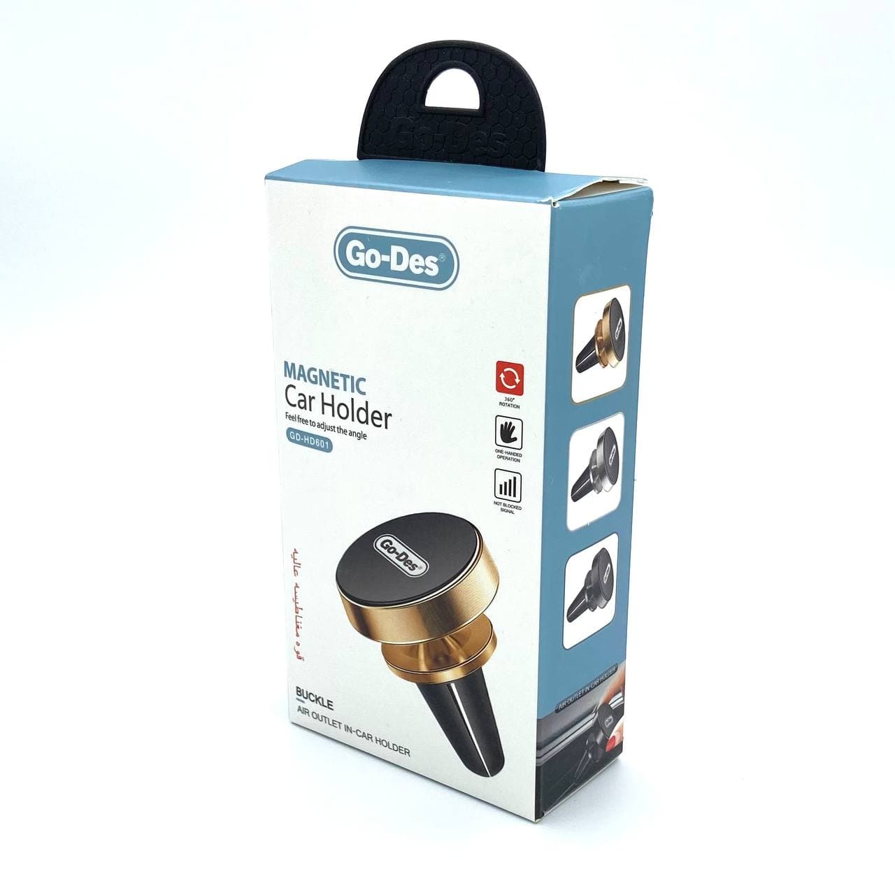Авто-держатель Go-Des GD-HD601, в дефлектор, магнит, металл, серебристый