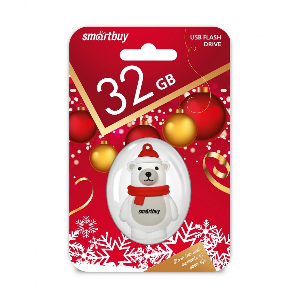 USB флэш-накопитель smartbuy 32Gb Wild Series "Белый Медведь", USB 2.0, пластик, белый