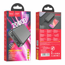 Powerbank hoco J100A, 20000 мАч, 2.0A, 2 USB, пластик, зарядка через microUSB/Type-C/2USB, черный