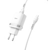 СЗУ 2в1 hoco C12Q, micro USB, 3.0A, 1 USB, 5V/9V/12V, 1.0 м, белый