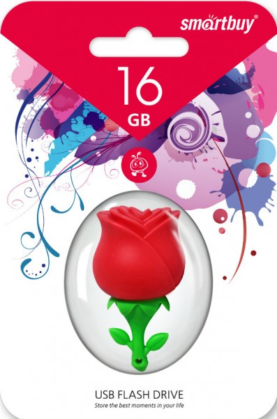USB флэш-накопитель smartbuy 16Gb Wild Series "Роза", USB 2.0, пластик, красный