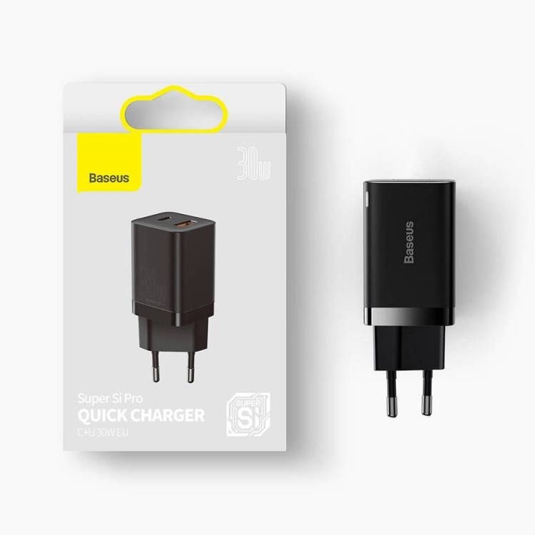 АП сетевой Baseus CCSUPP-E01 30W, 3.0А, 1 USB/1 Type-C,  пластик, черный