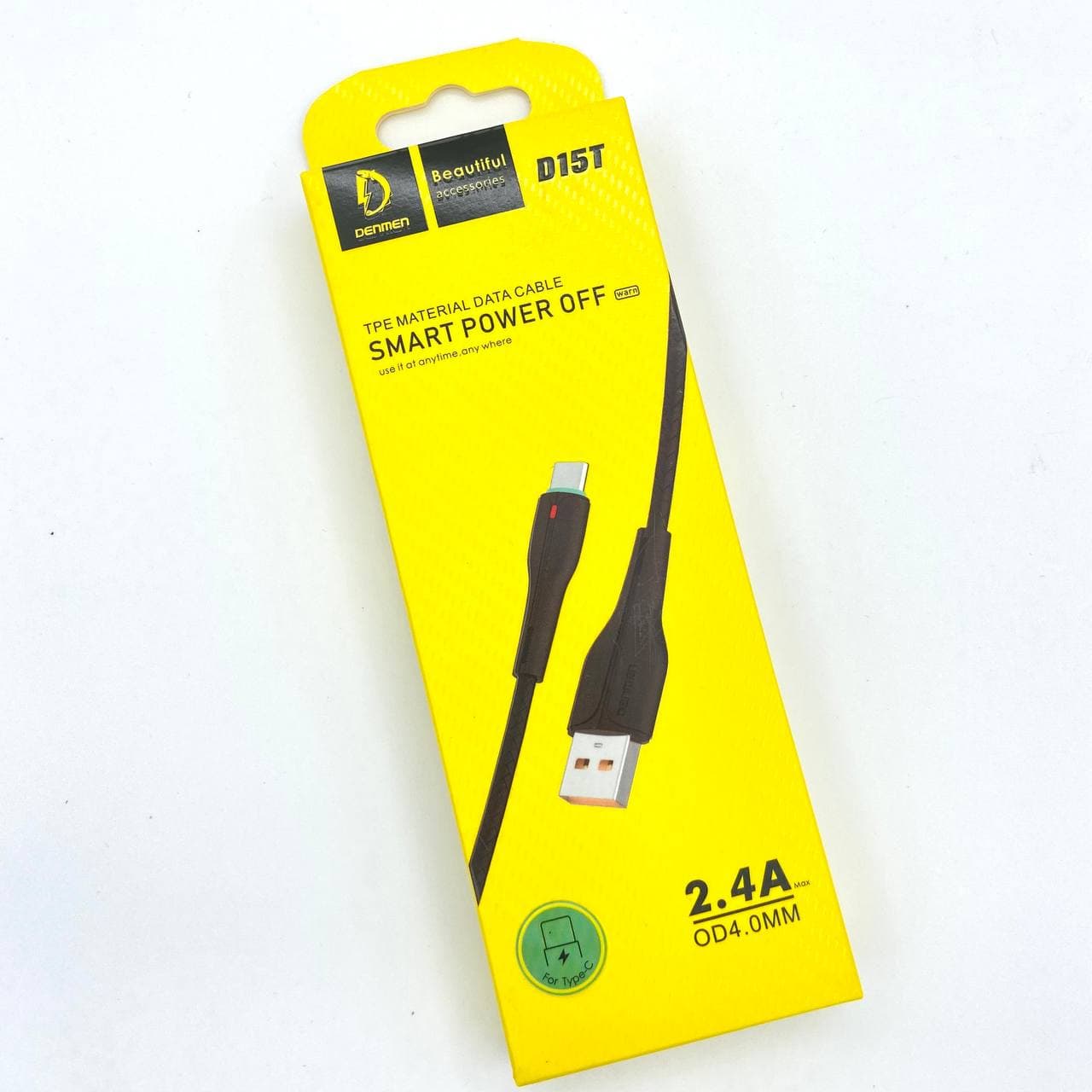 USB-кабель Denmen D15T, Type-C, силикон, 1.0 м, круглый, черный