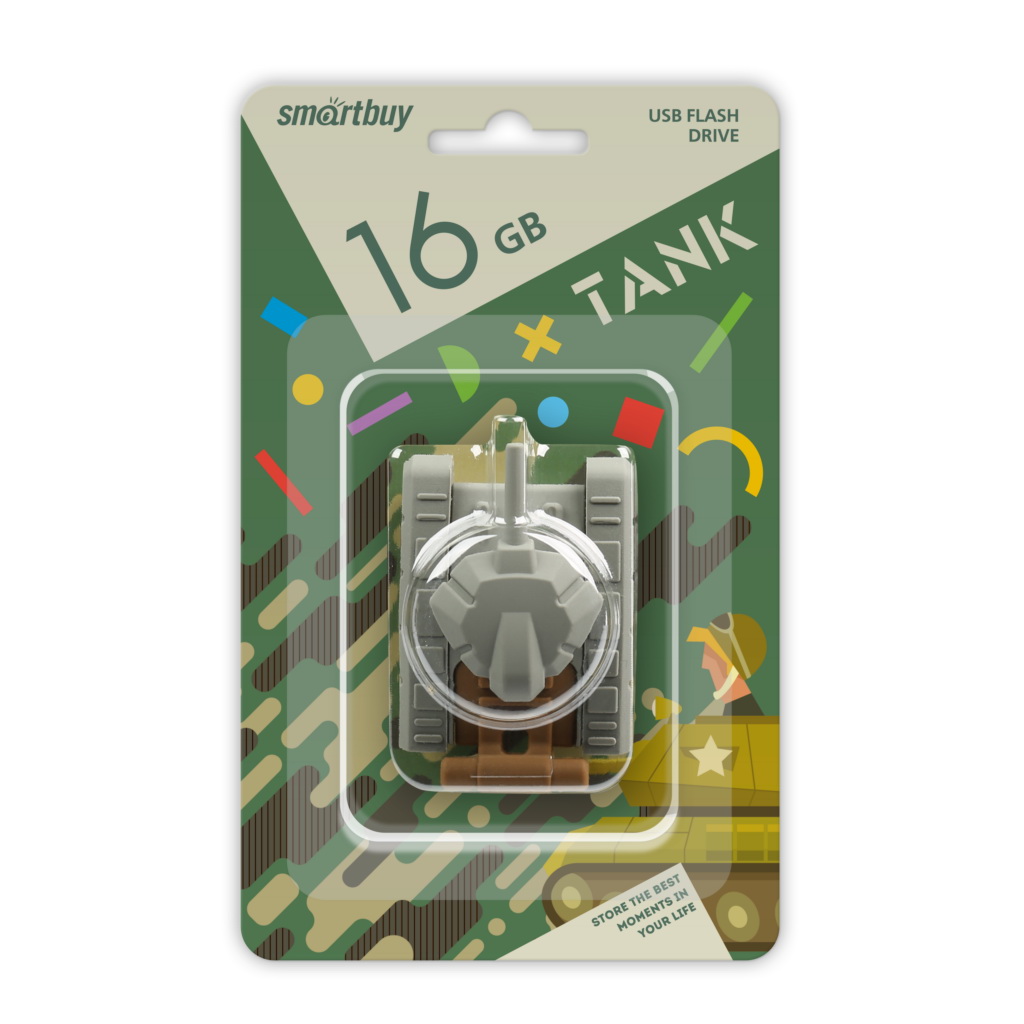USB флэш-накопитель smartbuy 16Gb Wild Series "Танк", USB 2.0, пластик, серый