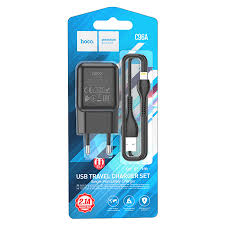 АП сетевой hoco C96A, 2.1А, 1 USB, 5V, пластик, черный