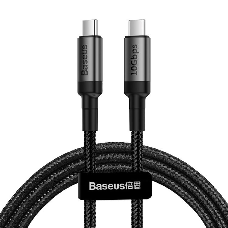 USB-кабель Baseus CATKLF-GG1, Type-C - Type-C, ткань, 1.0 м, круглый, черный