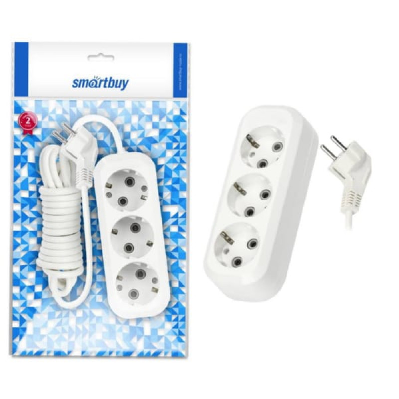 Удлинитель smartbuy SBE-16-3-05-Z, 16A, 3*1.0мм, 5.0 м, белый