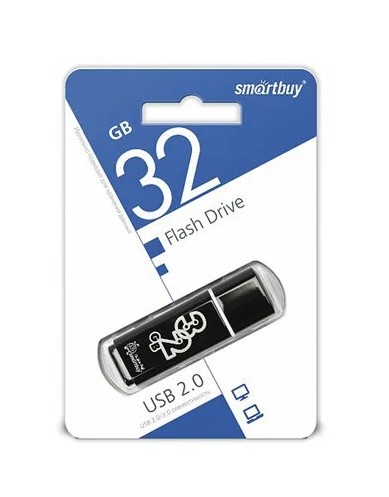 USB флэш-накопитель smartbuy 32Gb Glossy SB32GBGS-K, USB 2.0, пластик, черный