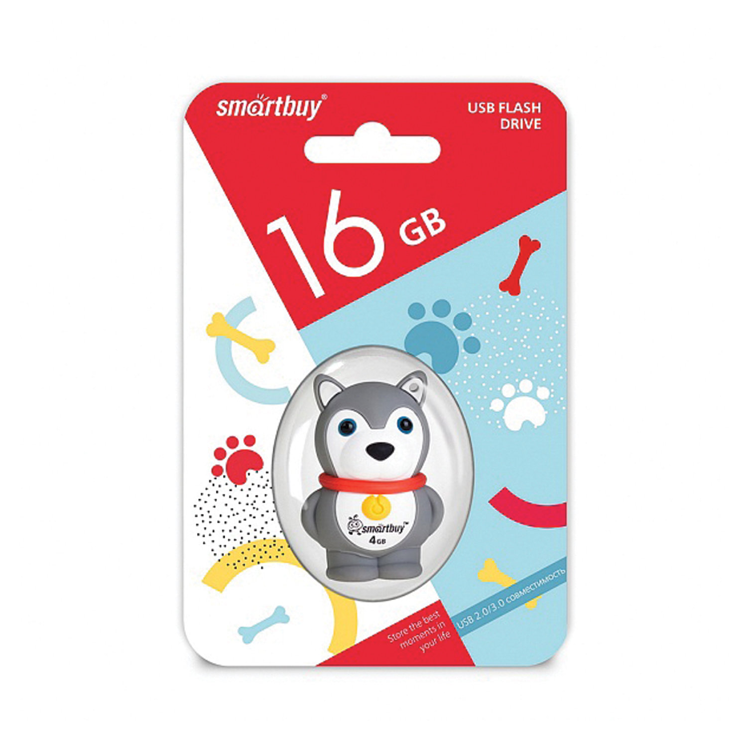USB флэш-накопитель smartbuy 16Gb Wild Series "Собака", USB 2.0, пластик, серый