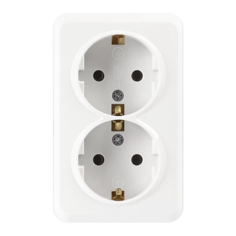 Розетка Smartbuy SBE-03w-16-S2-Z, 2 гнезда, 16А, с заземлением, белая