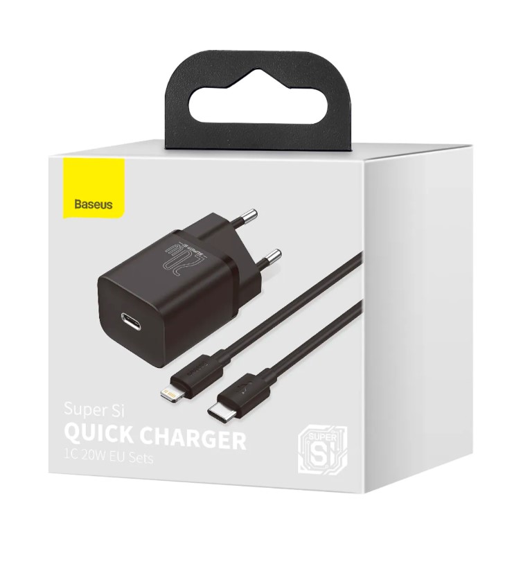 СЗУ 2в1 Baseus TZCCSUP-B01, Apple 8 pin/Type-C, 3.0A, 1 Type-C, 20 W,  1.0 м, черный